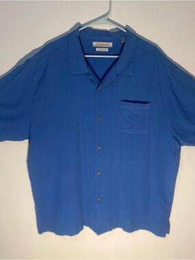Tommy Bahama Men’s Button Down Tropical Camp Shirt 3XL Blue SS Casual 100% Silk
